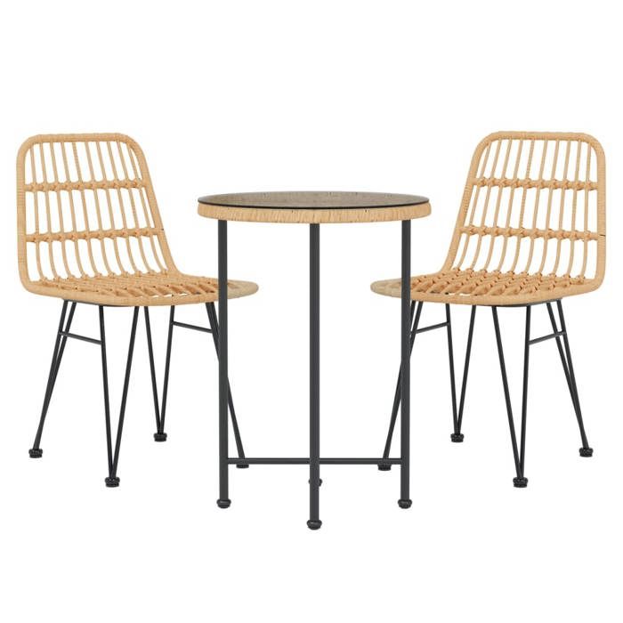 VidaXL 3-Piece Garden Dining Set Woven Resin, Patio Set, Garden Bistro Set, Dining Set 3157835