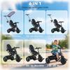 6 In 1 Tricycle for Kids with 5-point Harness Straps, Removable Canopy, Dark Blue