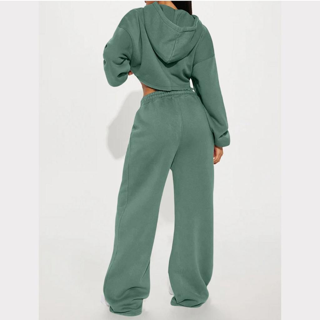 Damesmode Effen Kleur Lange Mouw Sportieve Casual Hoodie Set