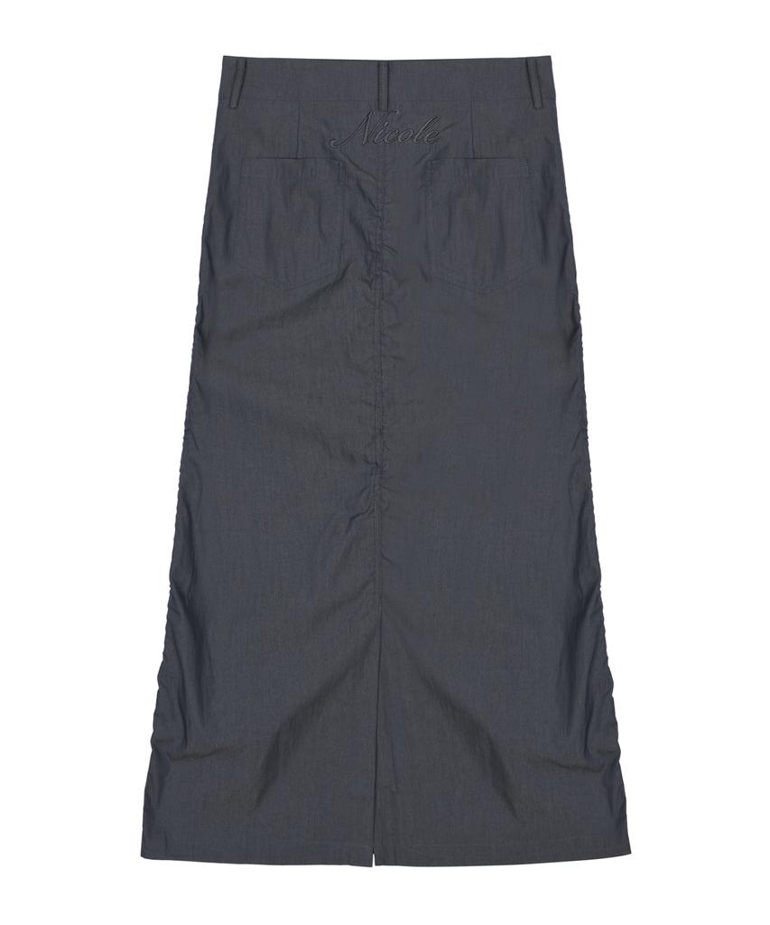 Nigaennikol Nicole Shirring Long Skirt_Denim