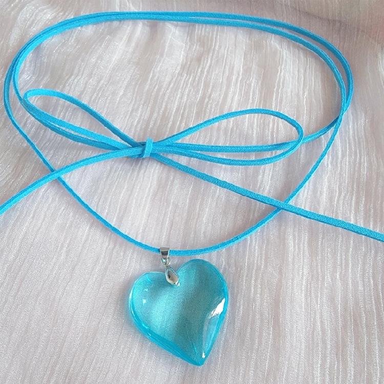 Unique Crystal Heart Necklace Fashion Sweet Cool Heart Clavicle Chain Lace Up