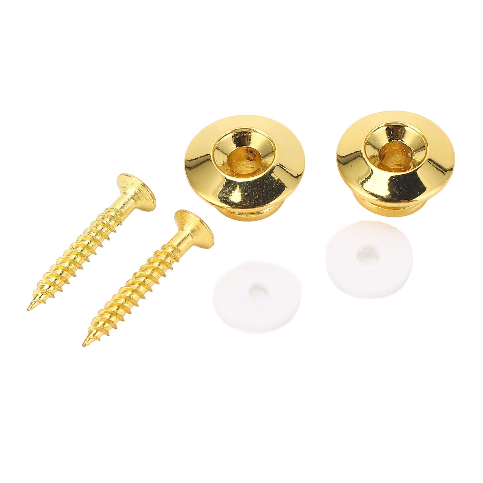 

2 Pcs Guitar Strap Button Secure Locking Gold Metal Universal Guitar Strap End Pins