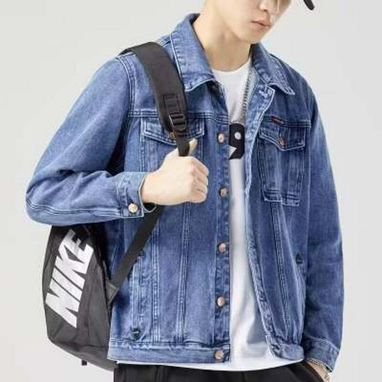 Men s Spring & Autumn Patchwork Denim Jacket: Trendy, Casual, Versatile Workwear Top 3XL