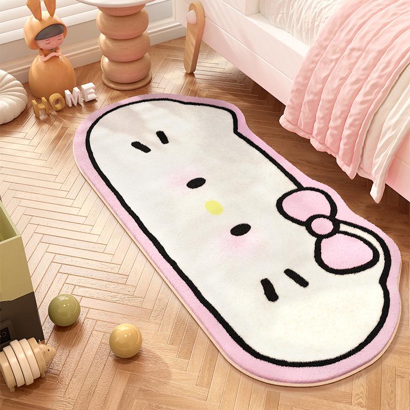 Covoraș de pat roz Hello Kitty din cașmir sintetic - Drăguț, feminin, antiderapant, ușor de curățat, rezistent la uzură