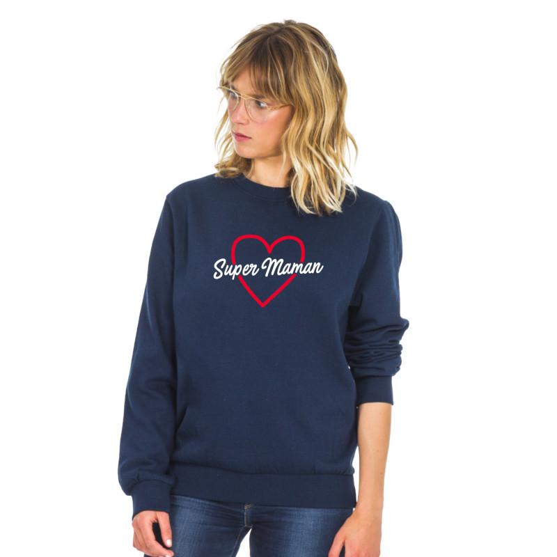 Sweat Femme - SUPER MAMAN 2 WAF XS azul marinho