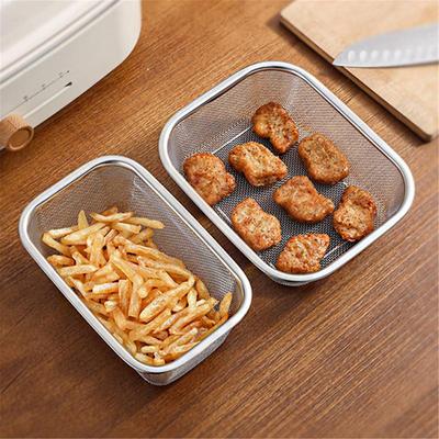Fine Mesh Oil Strainer Stainless Steel Mesh Strainer Basket Rectangle French Fries Holder Fried Food Potato Cooking Tool Basket