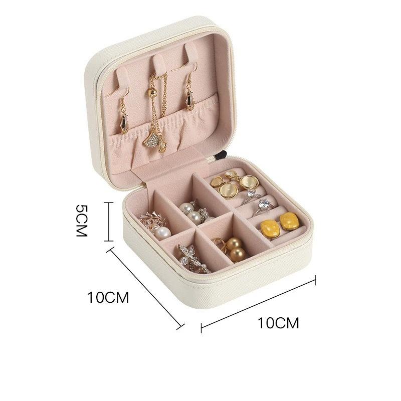 

1PC Jewelry Organizer Display Travel Jewelry Case Boxes Portable Jewelry Box Leather Storage Joyeros Organizador De Joyas 1PC бежевый