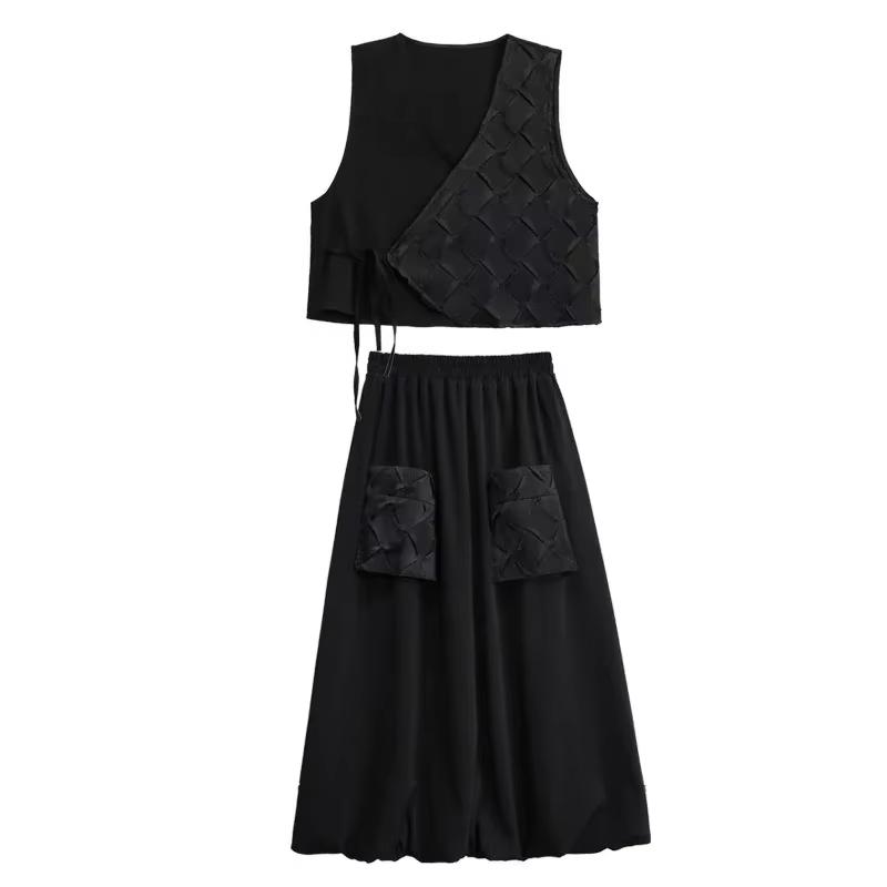 

Xitao Платье в стиле пэчворк однотонного цвета LJ1076 One Size чёрный