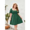 Plus Size Women's Plus Size Solid Color Casual Vacation Travel Square Neck Bubble Sleeve Dresses