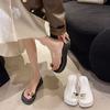 Muffin thick-soled wedge sandals women's spring and summer wear 2025 new Internet celebrity transparent one-word with toe fashion sandals