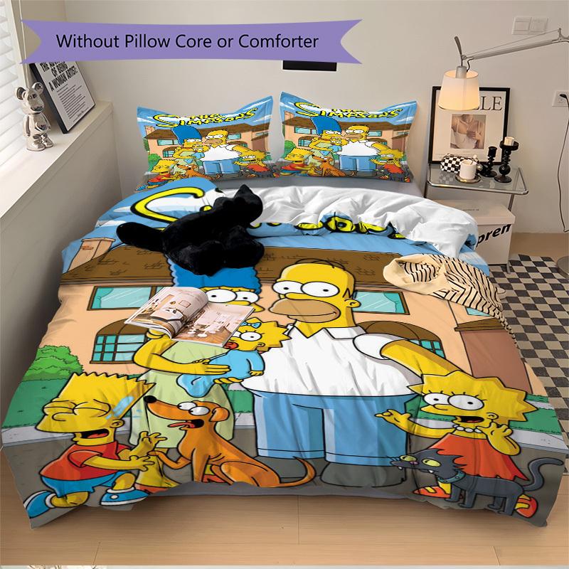

The Simpsons Family Portrait Bedding Set Comforter Cover Gift for Bedroom,Includes 1 Cover and 2 Pillowcases, No InsertB579 135x200cm