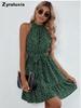 Summer New Women's Dresses Sleeveless Polka Dot Tie-Up Ruffled Hem Dress