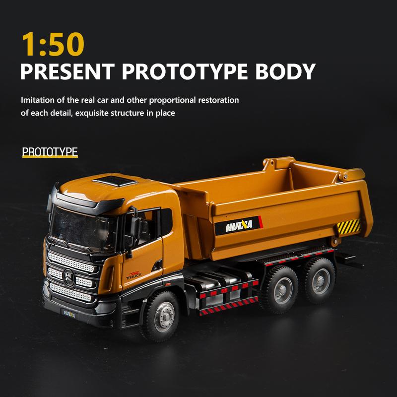 HUINA 1:50 Diecast Car Model Alloy Simulation Vehicle Die-Cast Dump Truck Bulldozer Backhoe Loader Excavator Toys Collectables