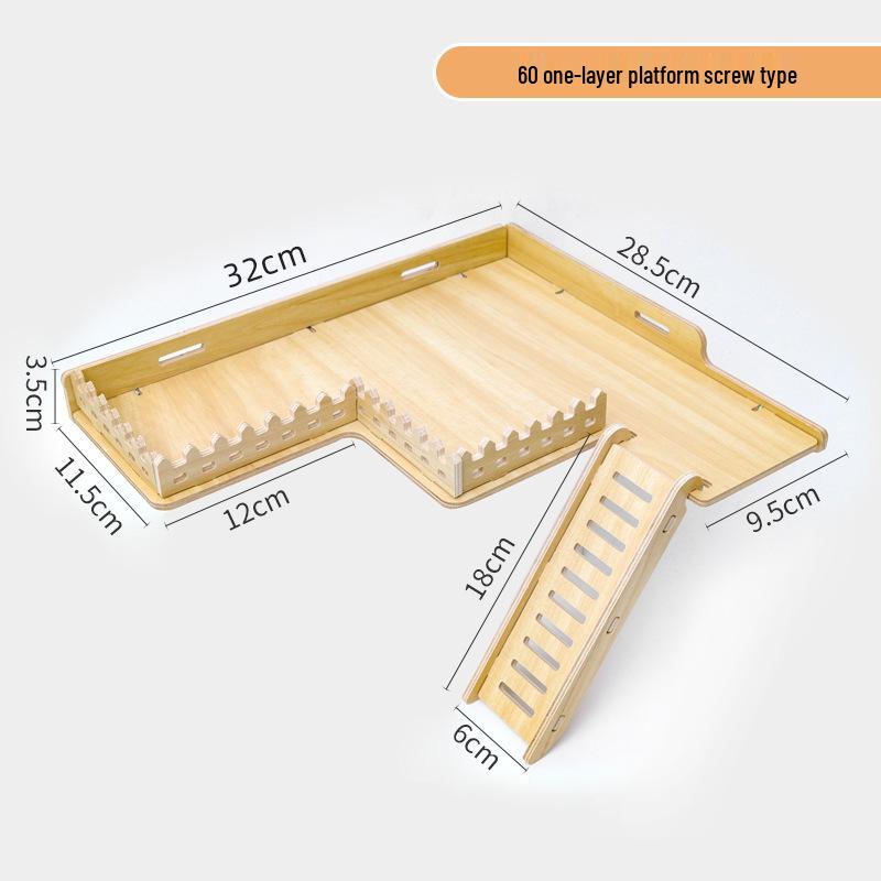 Two-Story Luxury Hamster Villa with Wood Partition, Stairs, and Platform