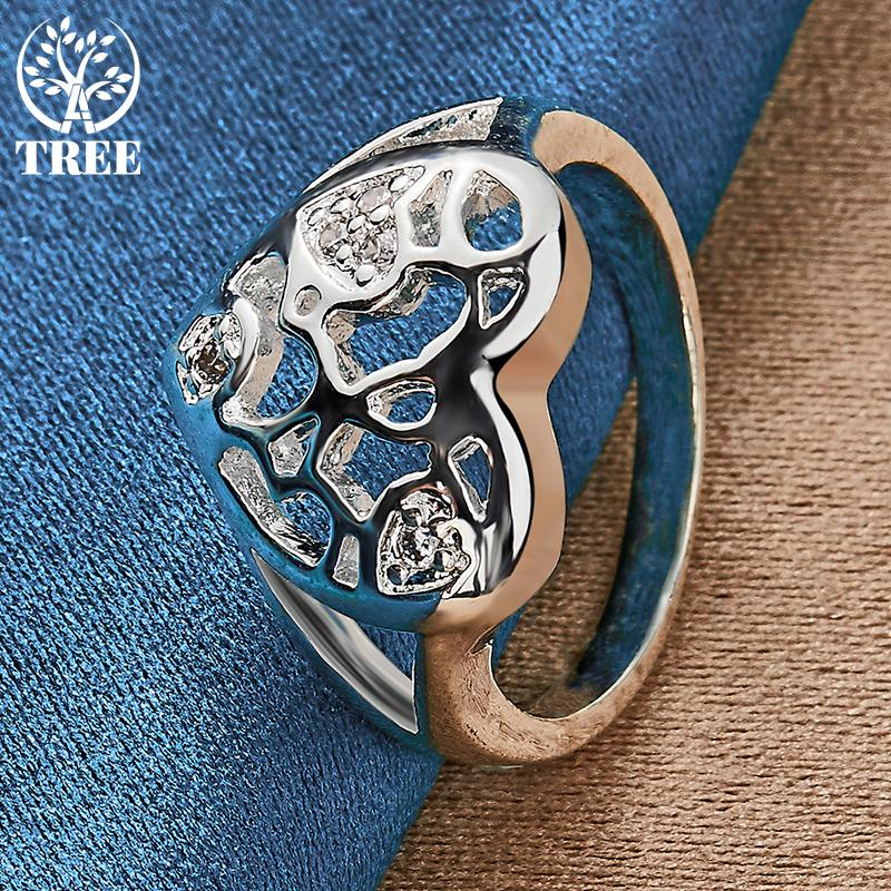 925 Sterling Silver AAAAA Zircon Heart Ring Jewelry