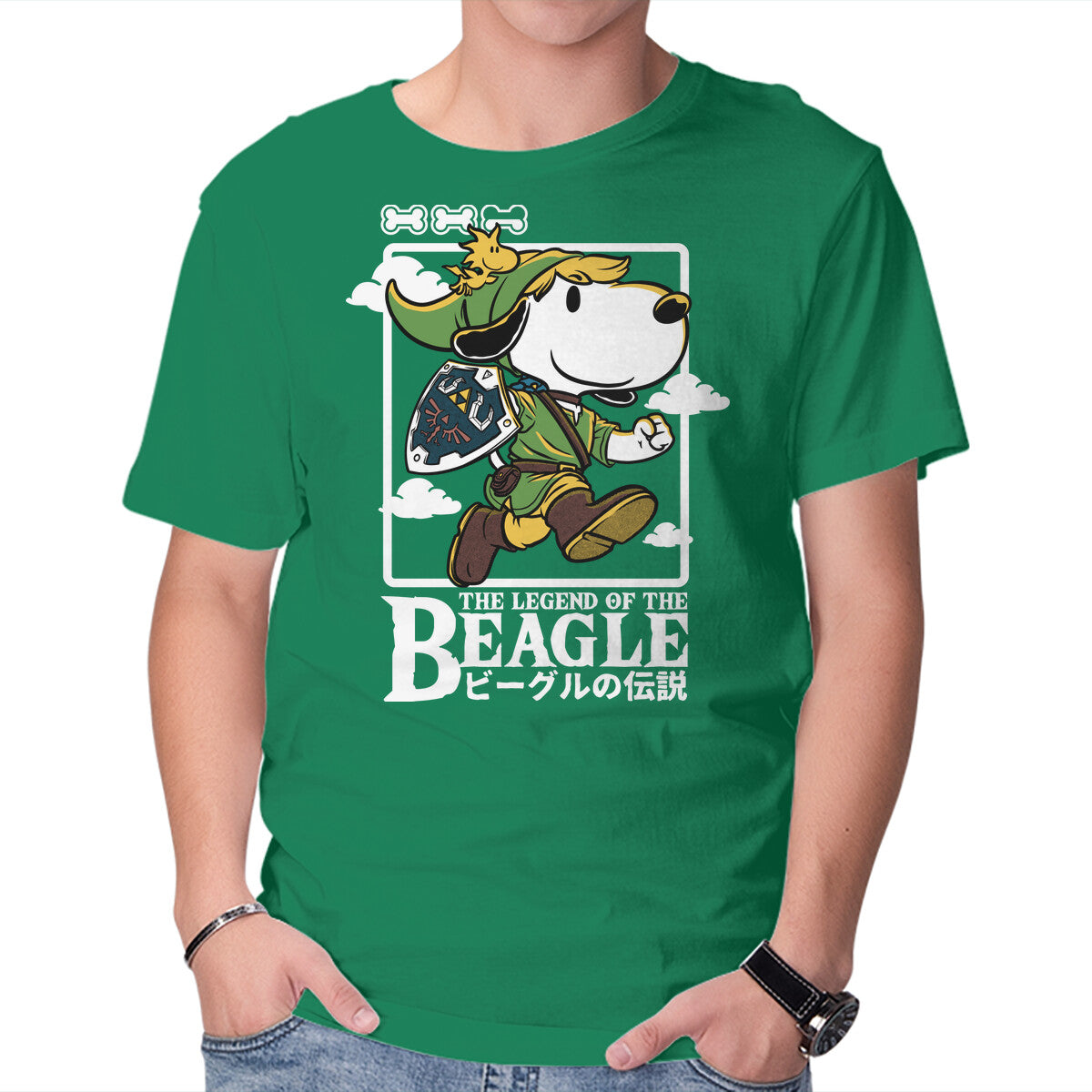Unisex Crew Neck T-Shirt The Legend Of The Beagle Graphic Short Sleeve Casual Tee L