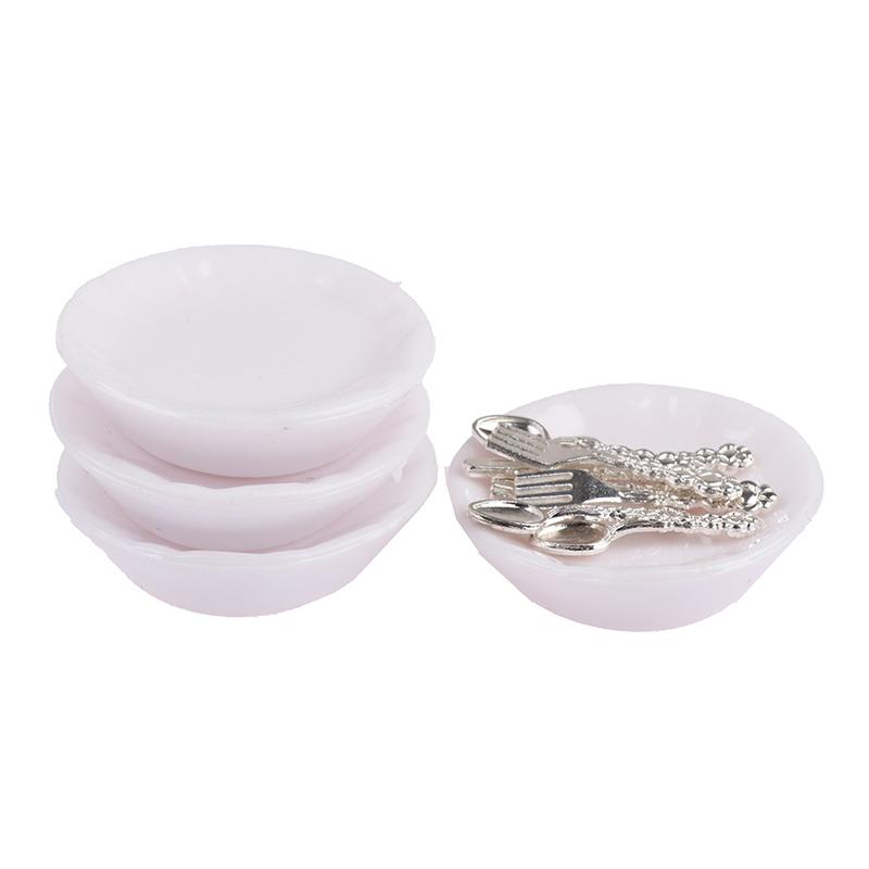 1:12 Dollhouse Miniature Plate Knife Fork Spoon Set Doll Kitchen Tableware Decor