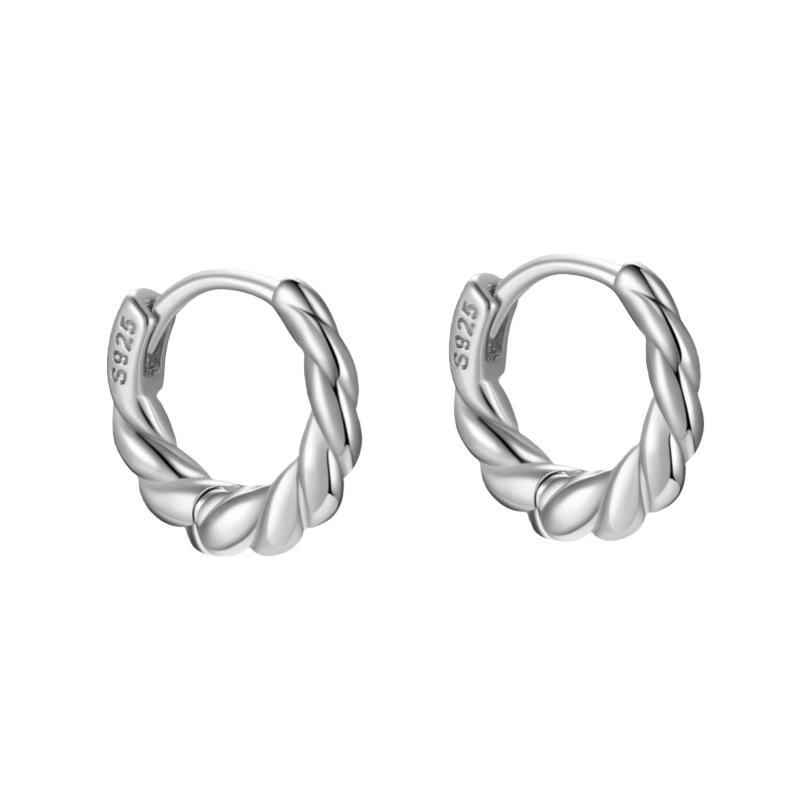18k Gold Plated S925 Sterling Silver Twisted Rope Hoop Earring - Versatile, Simple Women s Ear Cuff. 925 Silver