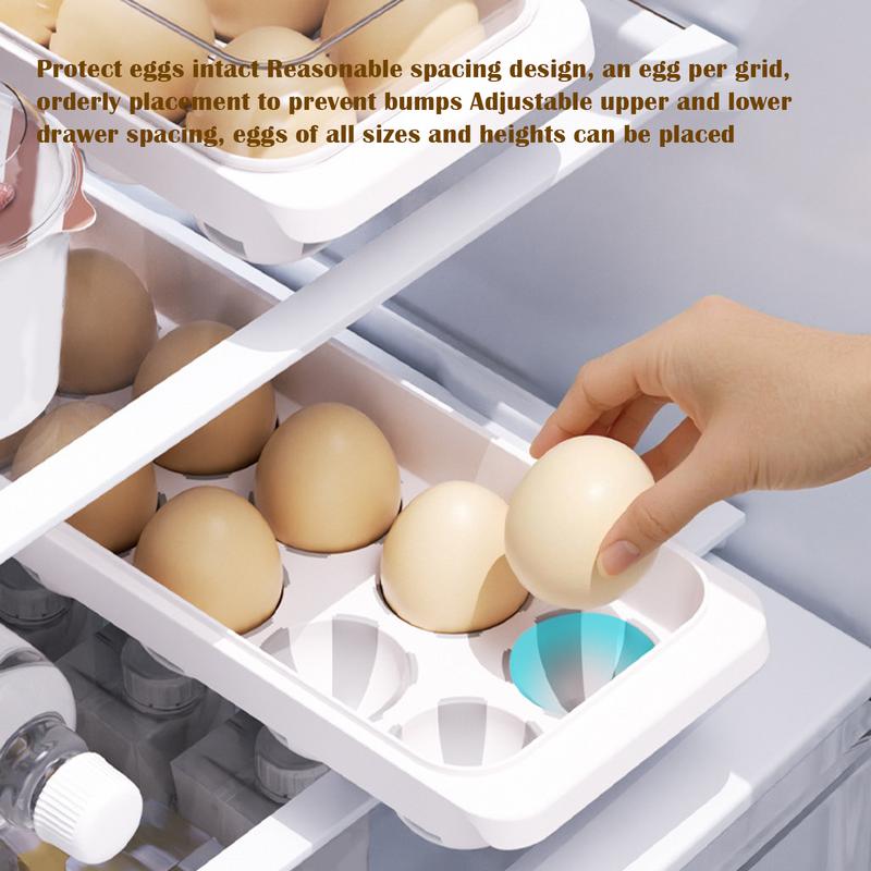 Egg Holders For Refrigerator 12 Slot Refrigerator Egg Storage Holder Space-Saving Dispenser Fridge Organizer