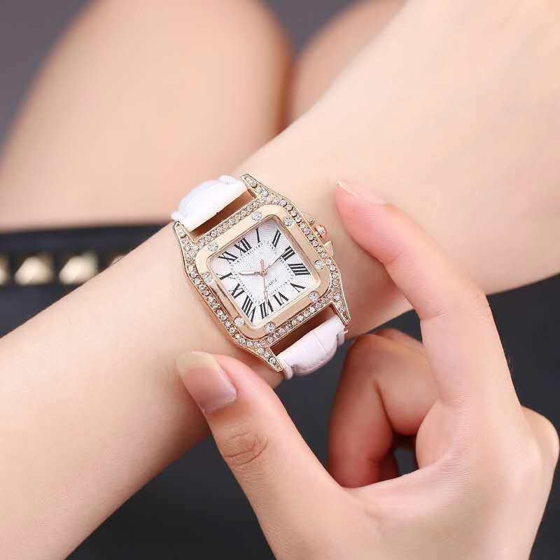 Stylish Square Red Rhinestone Ladies' Quartz Watch - High-Quality Fashion Trend Timepiece