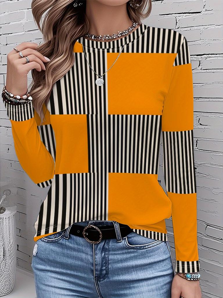 2026 New Women's Fashionable and Elegant Top with Asymmetrical Color Blocking, Modern Artistic Design for Everyday Wear