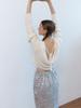 FABRICSEOUL Wool Tweed Spangle Skirt_Silver