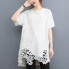 Oversize Black Tunic Shirt Summer Cotton Lace Tops Plus Size Women Tee Casual Loose Tshirt Fashion Lady Clothing