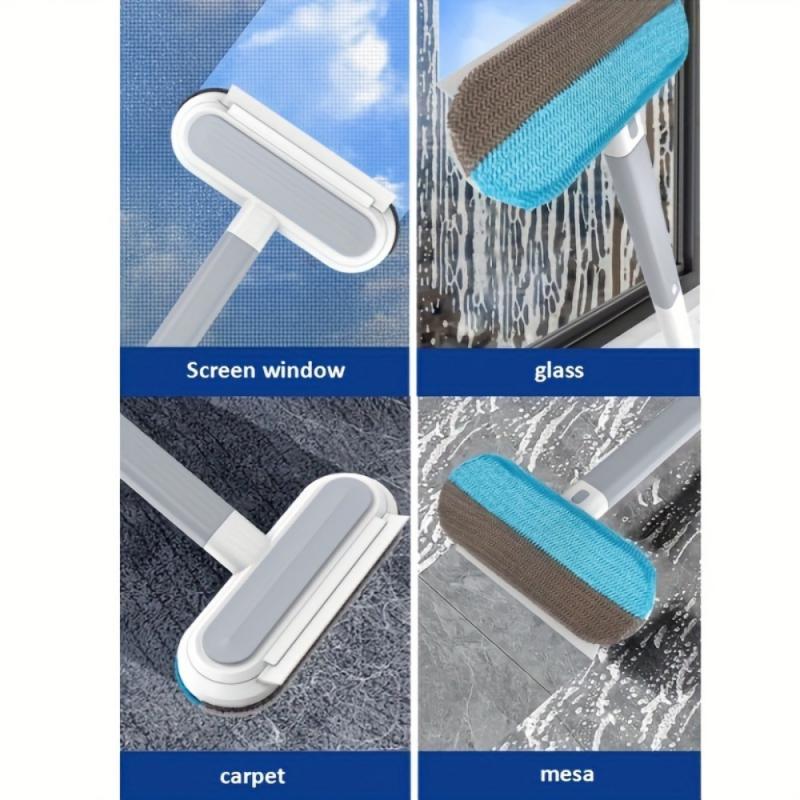 Window Screen Brush With Extendable Handle Reusable Dust Scraper For Home Cleaning Glass Window Mesh Scrubber Pet Hair Remover Cleaning Tool