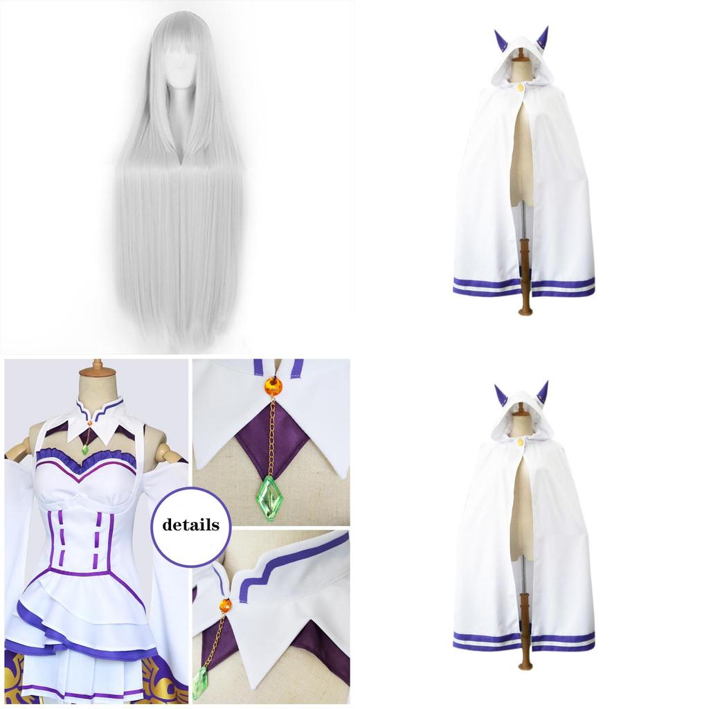 Enchanting Emilia Dress Cosplay Set With Elegant Wig For Womens Anime Party Costumes