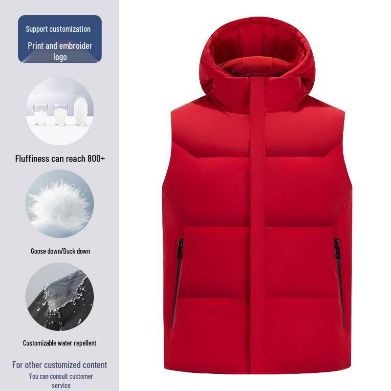 Custom White Duck Down Vest with Logo Printing - Thickened Workwear Edition S красный