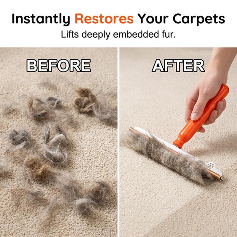 Carpet Rake For Pet Hair Removal Handle Reusable Cleaning Tool Carpet Scraper Broom For Home Apartment Dorm Furniture Floor