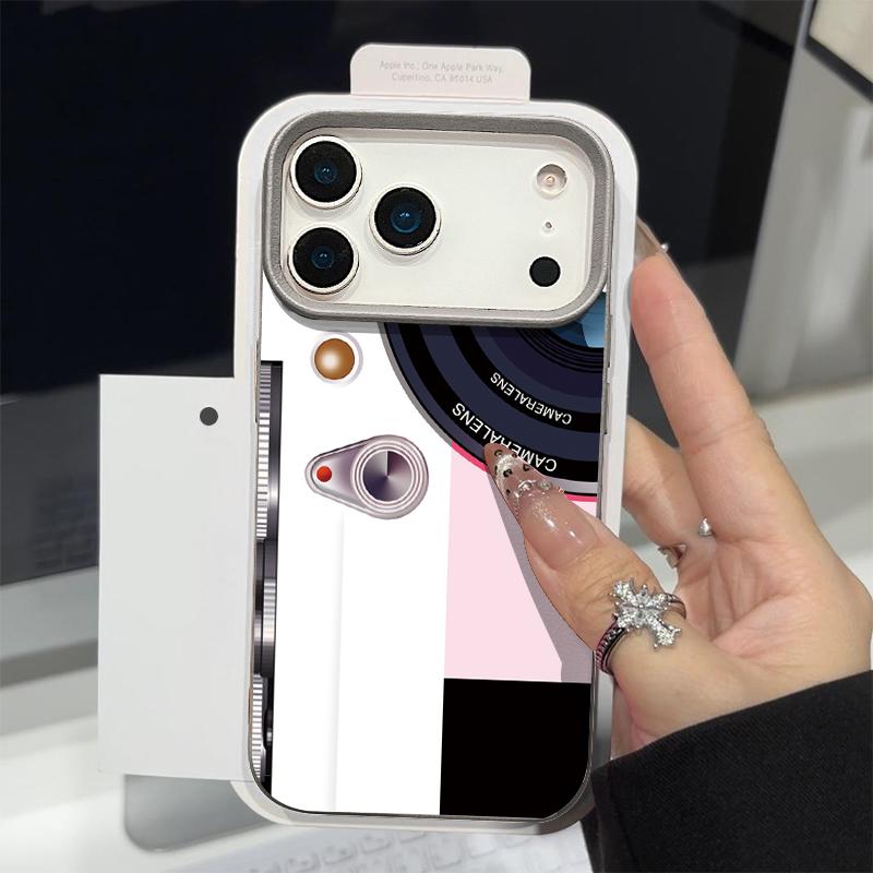 Vintage Camera Pattern Case For iPhone 17 18 Pro Max iPhone 16 15 14 13 Pro Max 17E Leather Texture Soft Silicone Phone Cover