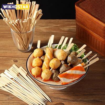 100pcs Wooden BBQ Skewers Hamburger Garnish Bamboo Sticks Sandwich Fruit Cooking Tools Party Drinks Disposable Accessories