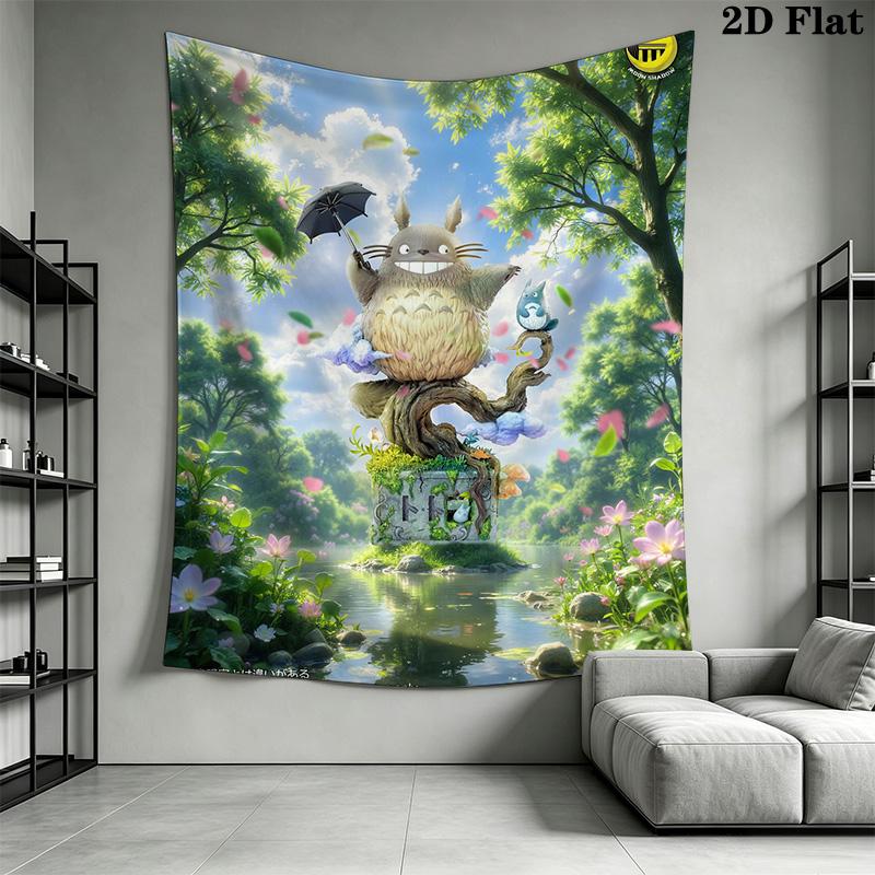 Neighbor Totoro Magical Journey Tapestry Background Cloth Wallmounted Home Decor Background Wall Hanging Cloth Homestay Soft Decoration Tapestry