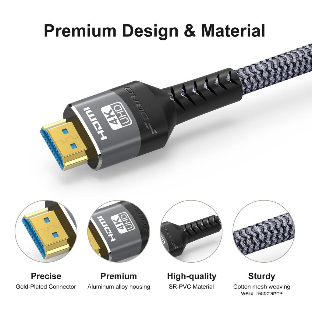 8K60Hz HDMI 2.1 Braided Mesh Cable for High Definition Gaming and eSports.