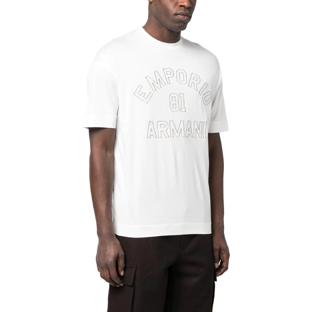 Emporio Armani Ss23 Letter Logo Printed Crew Neck Short Sleeve T-Shirt Men Tops White 3R1TV9-1JUVZ-0101