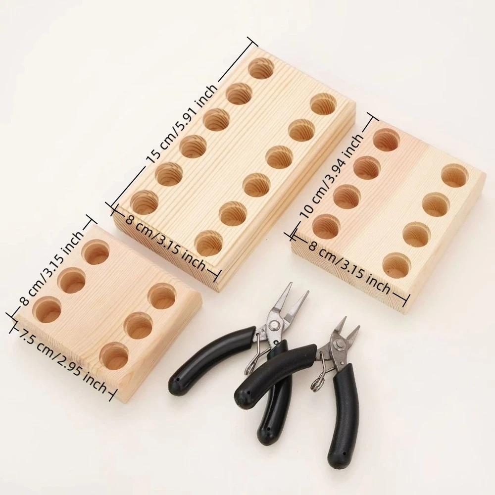 Wooden Tool Holder Non Slip Multi-slots Wood Stand Keep Neat Pliers Storage Holder Craft Tool