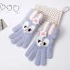 5-12 Years Winter Children Girl Knitted Warm Soft Cartoon Rabbit Full Finger Outdoor Lovely Girl Gloves