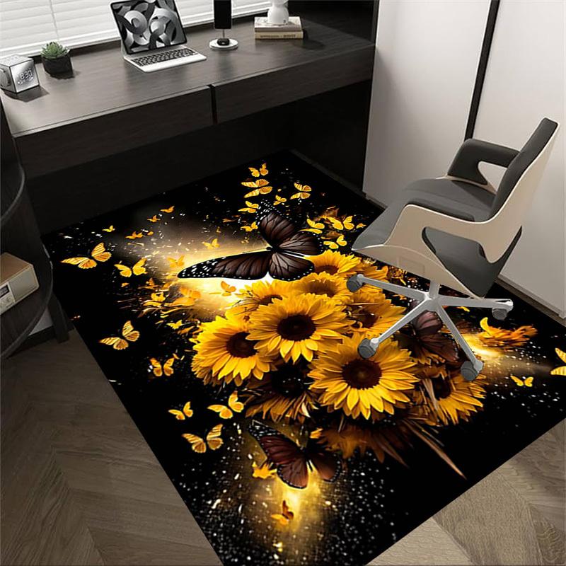 

1PC Butterfly Sunflower Non-Slip Floor carpet, Office, family, bedroom, Studio - Large Area Rug,Decorative Mat, Longlasting Material-C0454 60cm by 90cm