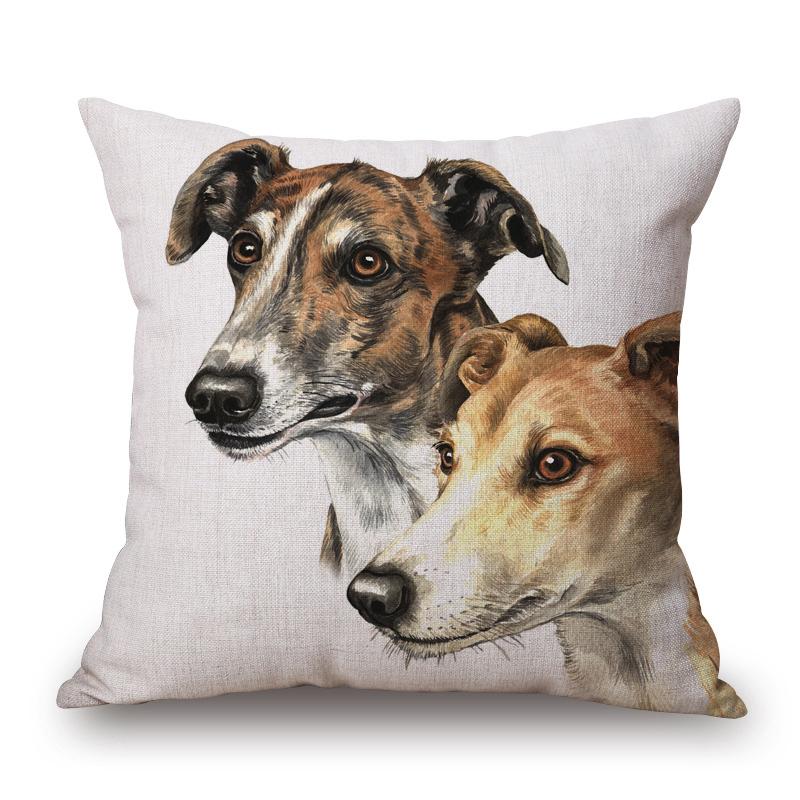 Hand Painting Dog Posters Cushion Cover Greyhound Bull Terrier Labrador Animals Portrait Pillowcase Decorative Pillows For Sofa