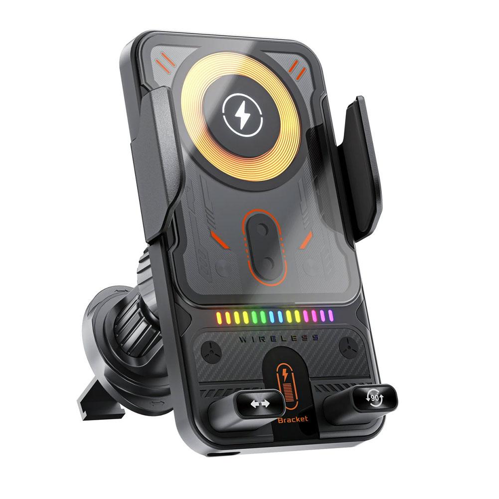 2 In 1 Car Phone Holder & Wireless Charger Car Unicersal Air Vent Electric Rotating Opening Car Wireless Charger Magnetic Holder