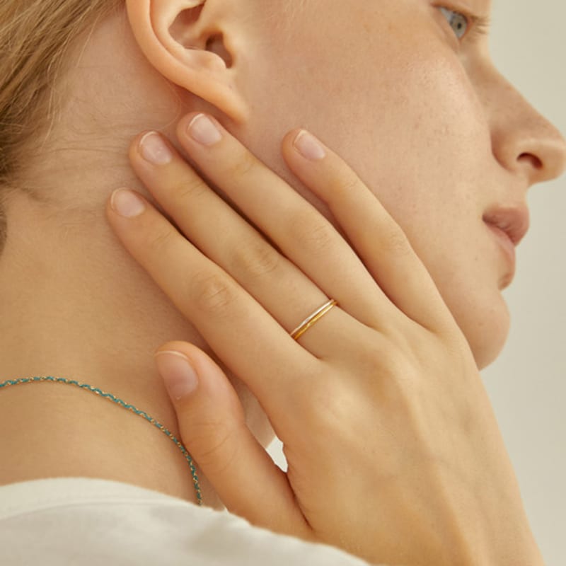 LUNNE Silver Everyday Layered Minja Silver Ring 5PCS (1mm) #LSR01