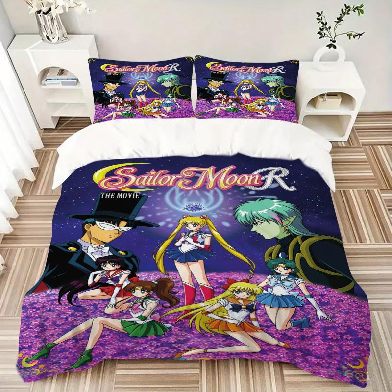 Sailor Moon R: The Movie Bedding Set  Comforter Cover Gift for Bedroom,Includes 1 Cover and 2 Pillowcases, No InsertB344