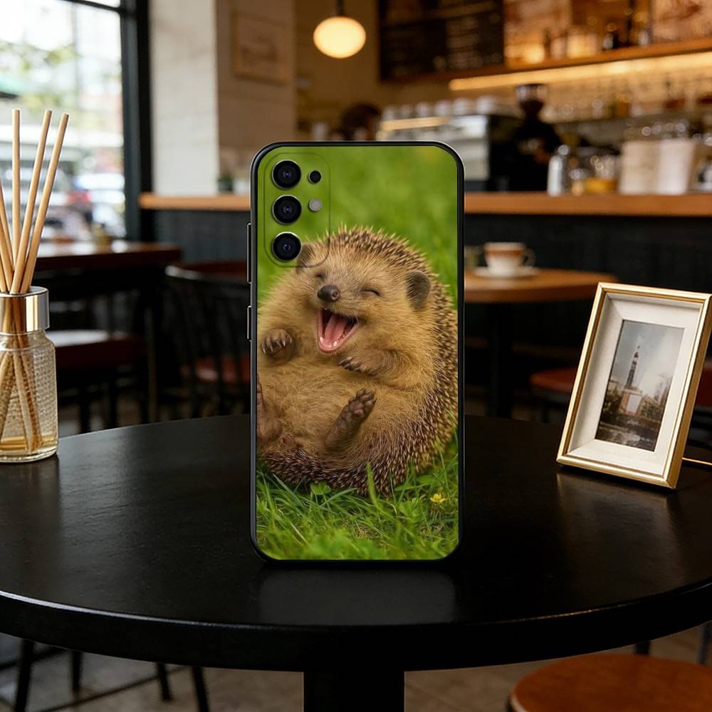 Cute hedgehog Phone Case For Samsung S25,S24,S21,S22,S23,S30,Ultra,S20,Plus,Fe,Lite,Note,10,Black Cover