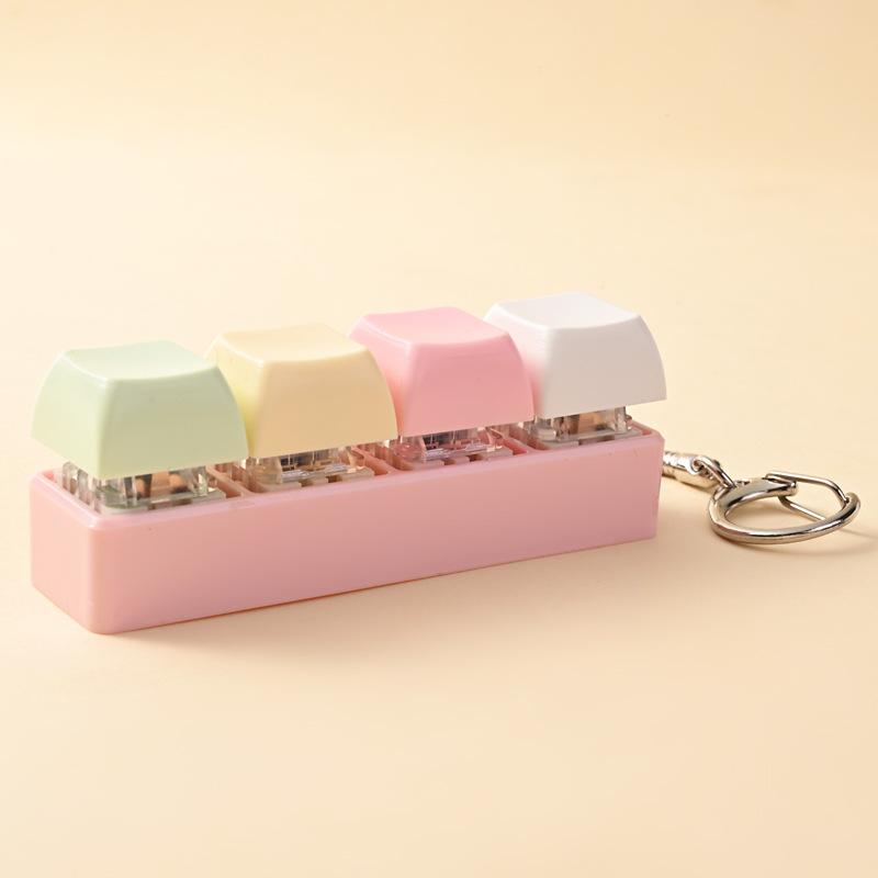 Cute 1 Buttons Keyboard Fidget Keychain Keyboard Clicker Mechanical Keyboard Keyring Stress Relief Toys Gift For Girlfriend