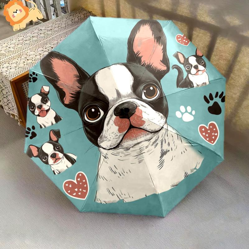 1 PC Automatic Folding Umbrella - French Bulldog Pattern, Portable & Foldable Design with 8 Ribs, Christmas Birthday Gifts