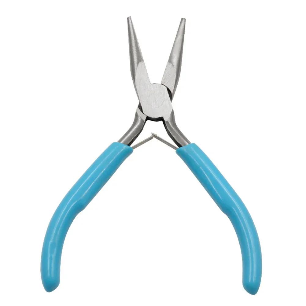 1pc Small Pliers Diagonal Round Bent Needle Nose Pliers Non-slip Handle Jewelry Repair Making Handcraft Beading Cutter Pliers