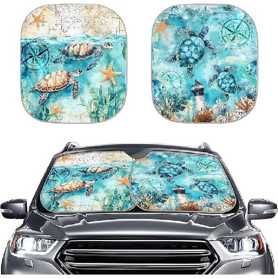 KEIAHUAN Customized Auto Front Window Visor Sun Shade Universal Windshield Sunshade for Car Truck SUV 2-Piece