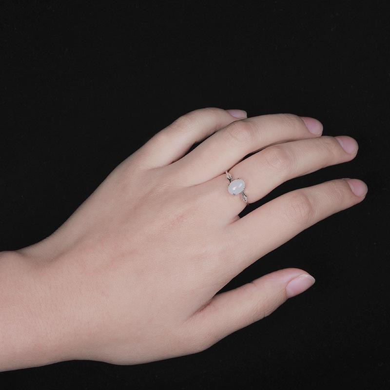 Tancise Classic 925 Sterling Silver  Zircon Jade Ring Ladies Jewelry Wedding Promise   Party Gift