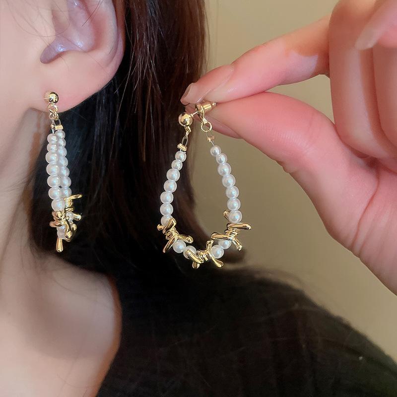 Drop Earrings Set Big Circle Piercings Earrings Jewelry for Women Imitation Pearl Hoop Cute Ear Buckle